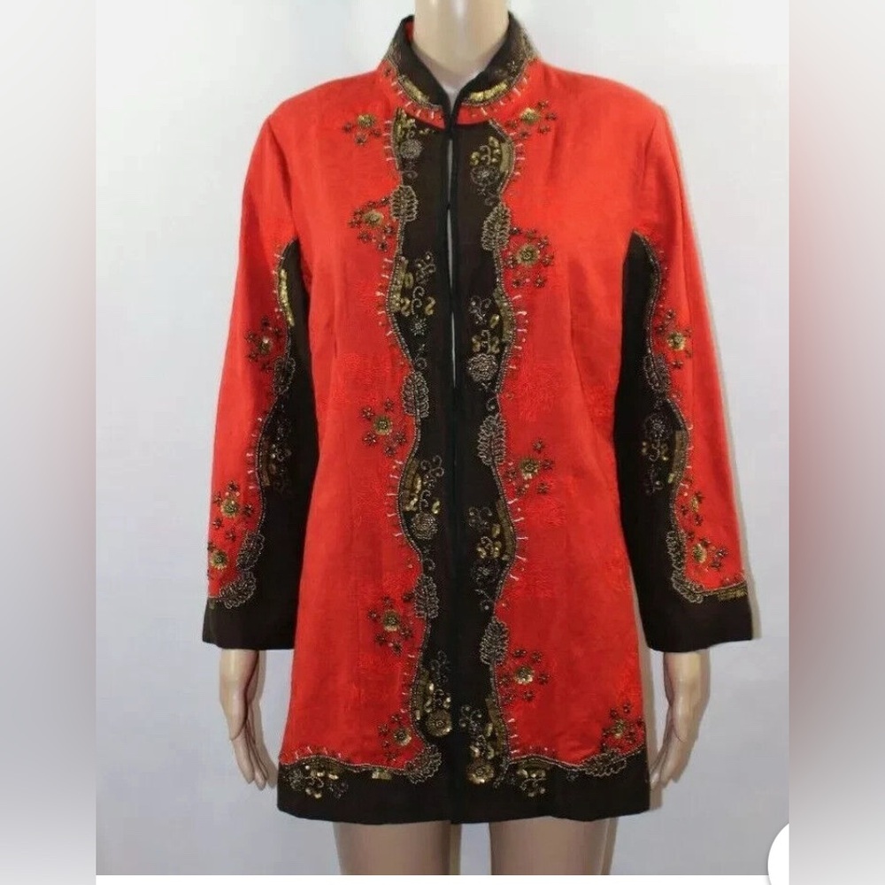 NWT Chico’s beaded embroidered long jacket